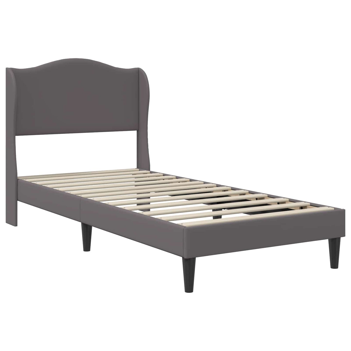 Bed Frame with Headboard Grey 90 x 190 cm Faux Leather
