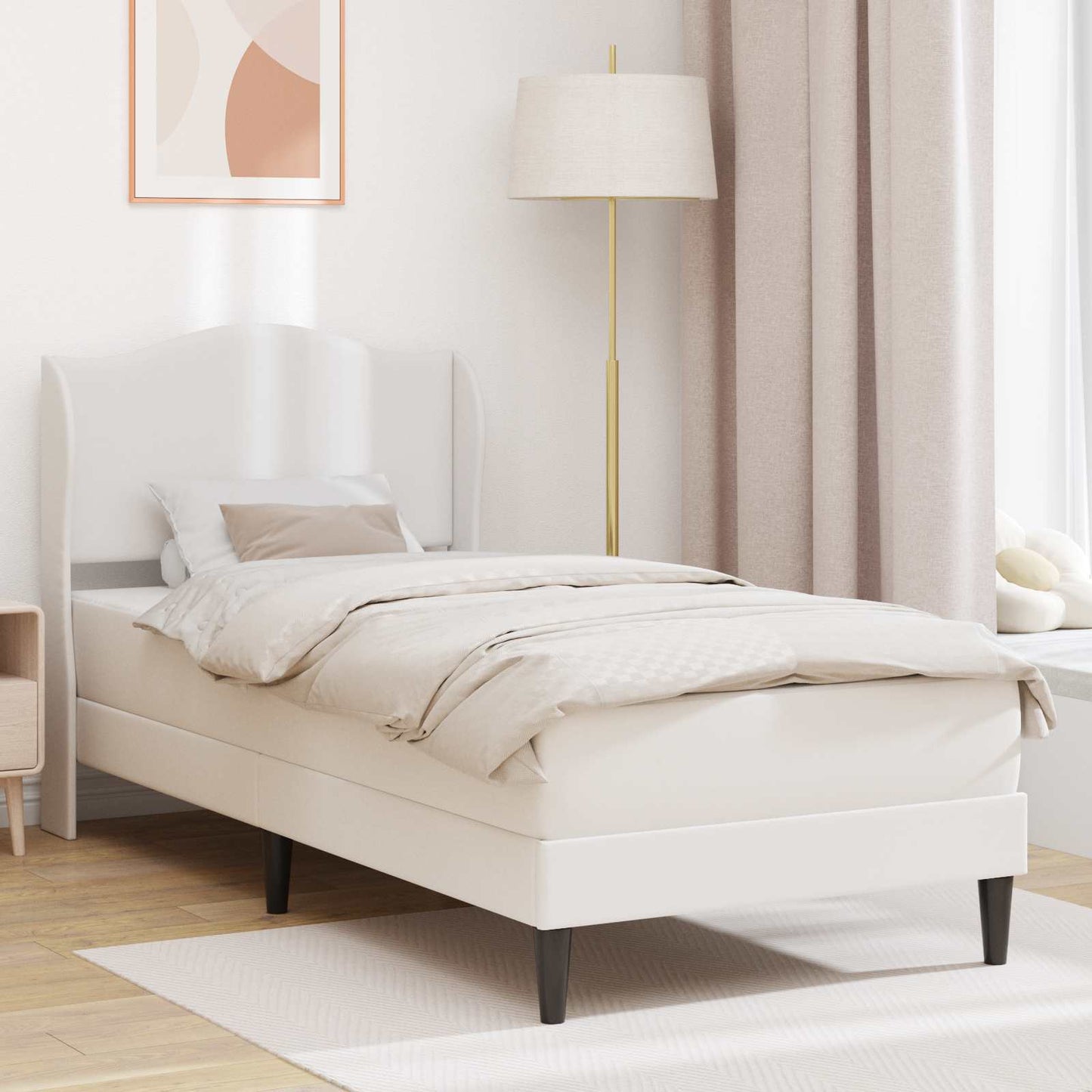 Bed Frame with Headboard White 90 x 190 cm Faux Leather