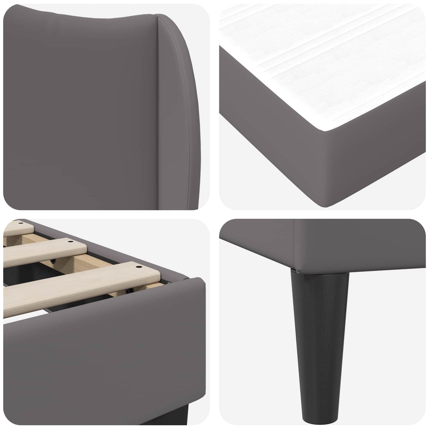 Bed Frame with Headboard Grey 180 x 200 cm Faux Leather