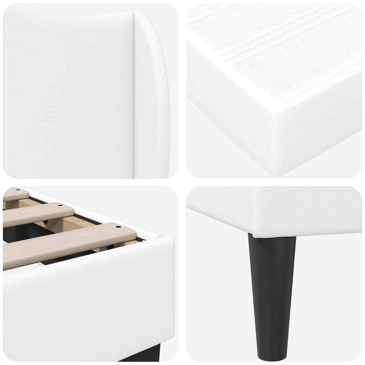 Bed Frame with Headboard White 180 x 200 cm Faux Leather