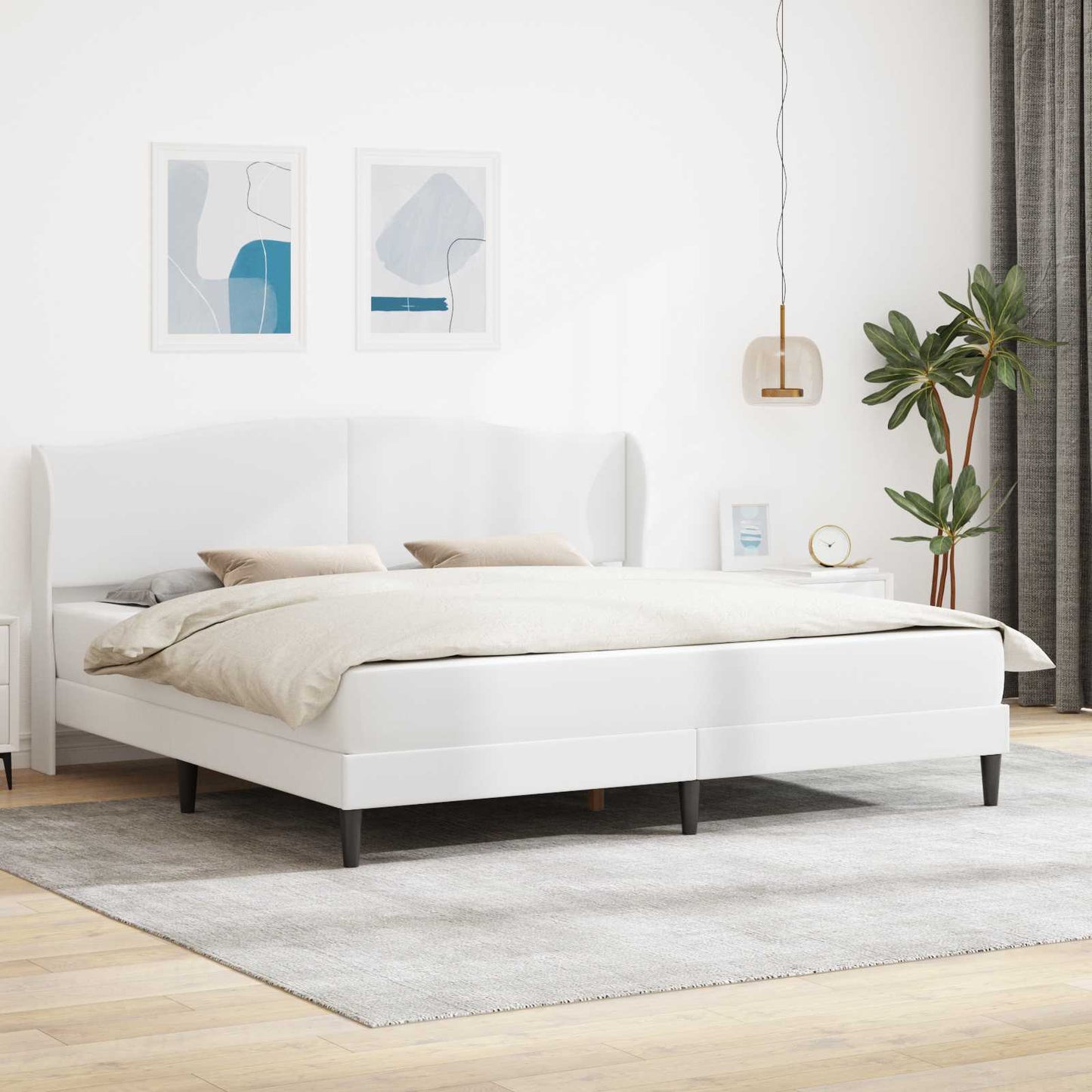 Bed Frame with Headboard White 180 x 200 cm Faux Leather