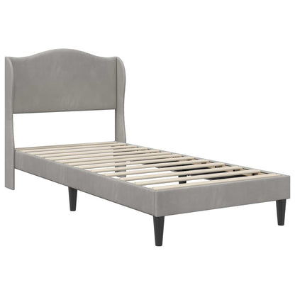 Bed Frame with Headboard Light Grey 90 x 190 cm Velvet