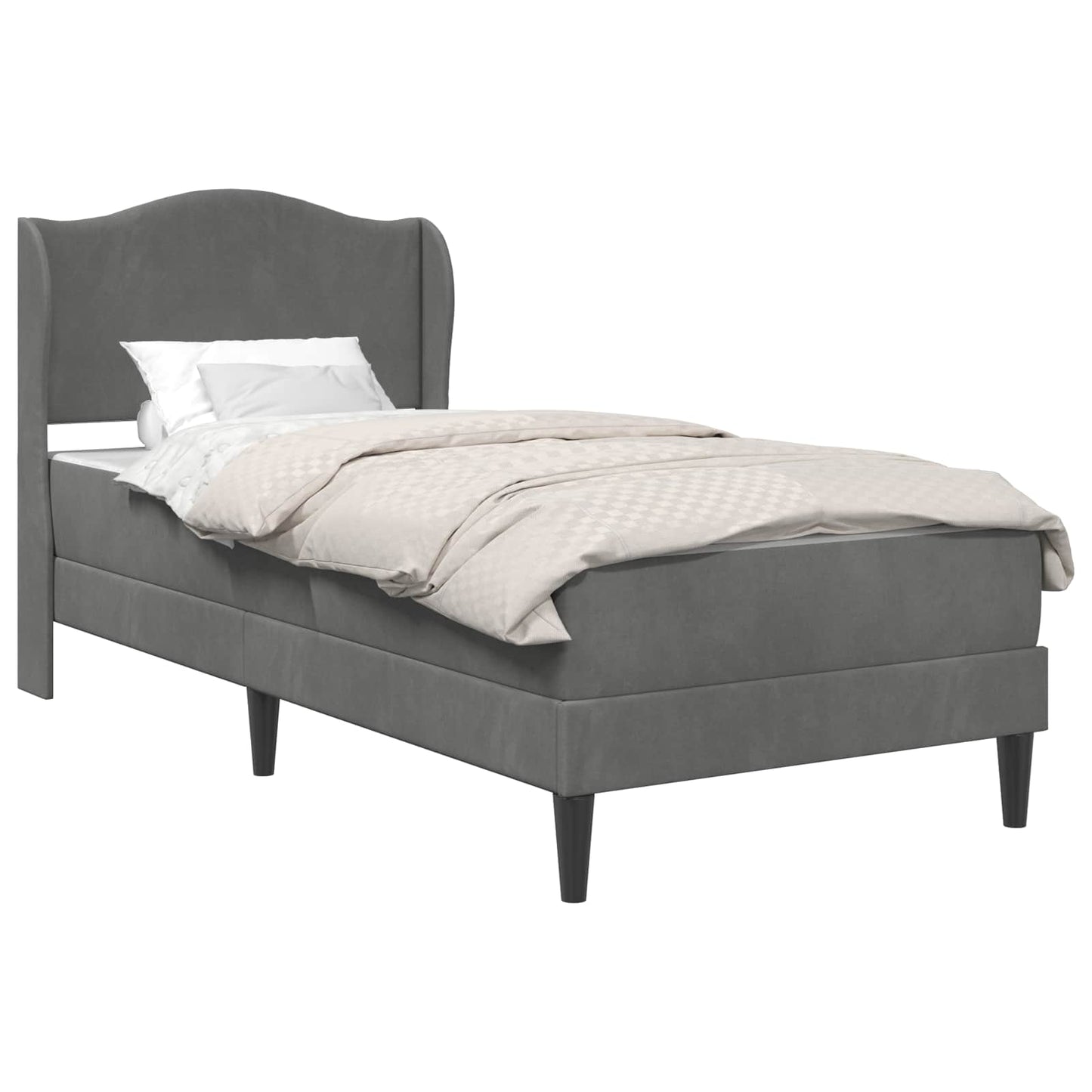 Bed Frame with Headboard Dark Grey 90 x 190 cm Velvet