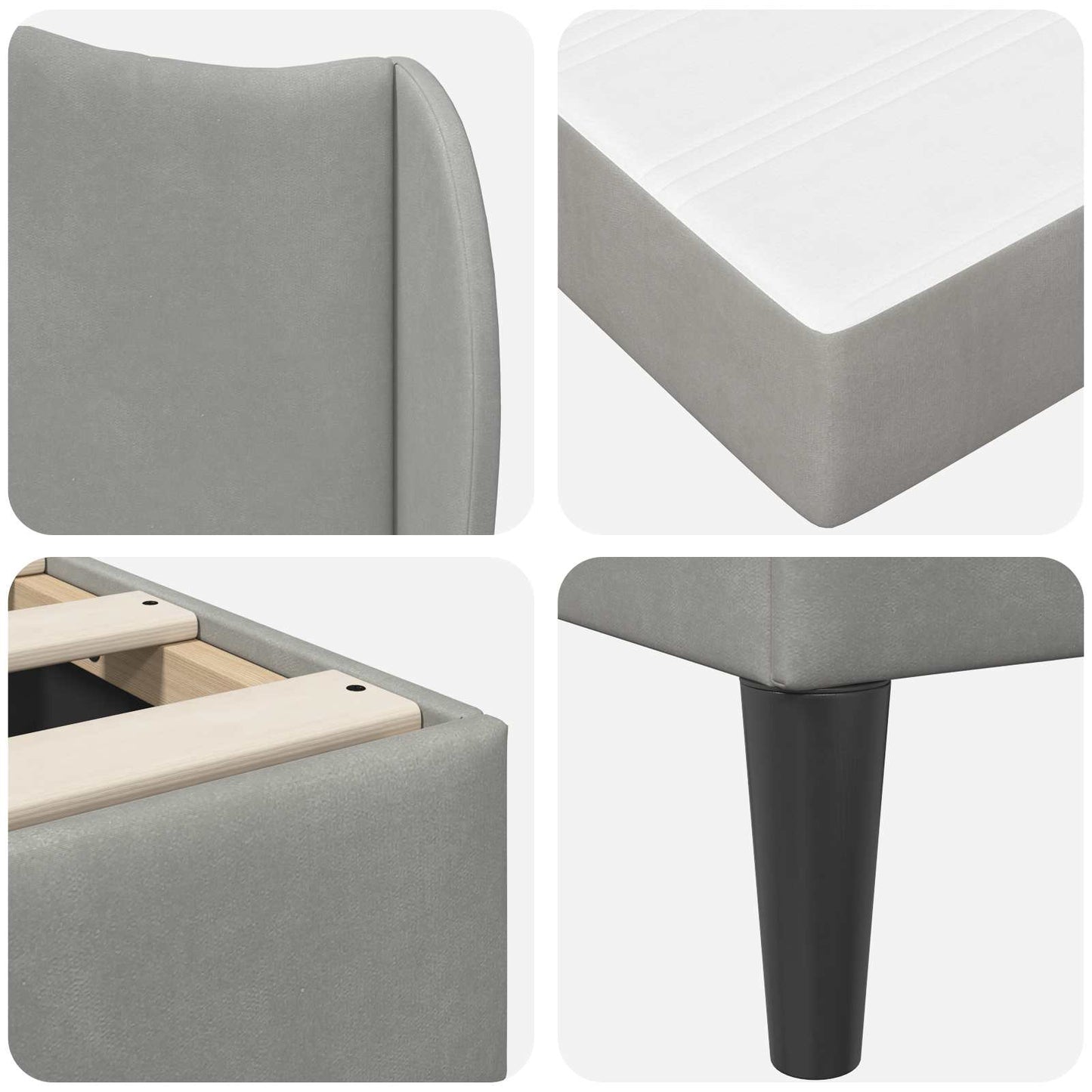 Bed Frame with Headboard Light Grey 180 x 200 cm Velvet