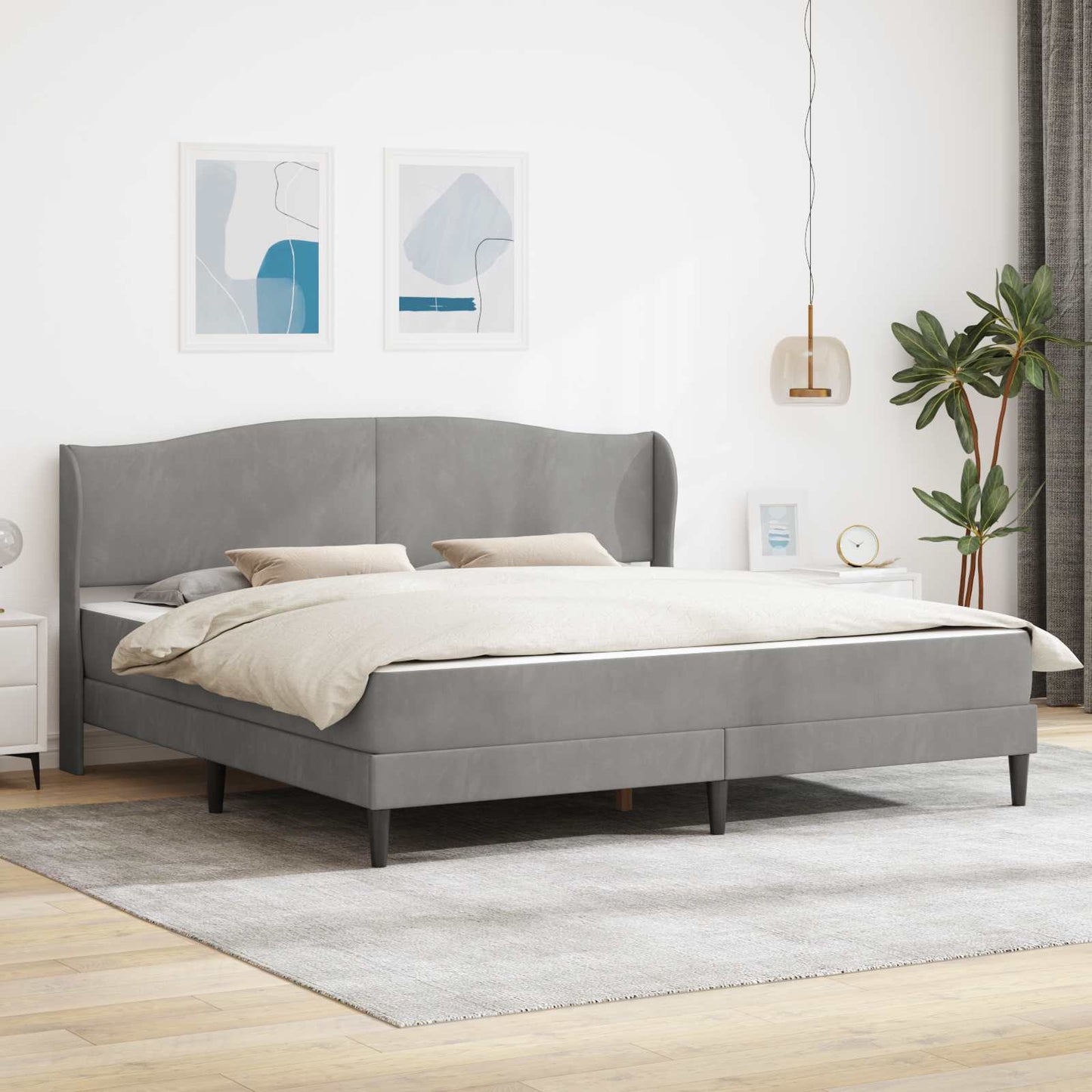 Bed Frame with Headboard Light Grey 180 x 200 cm Velvet