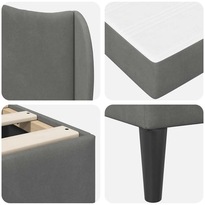 Bed Frame with Headboard Dark Grey 180 x 200 cm Velvet