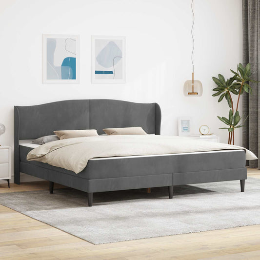 Bed Frame with Headboard Dark Grey 180 x 200 cm Velvet