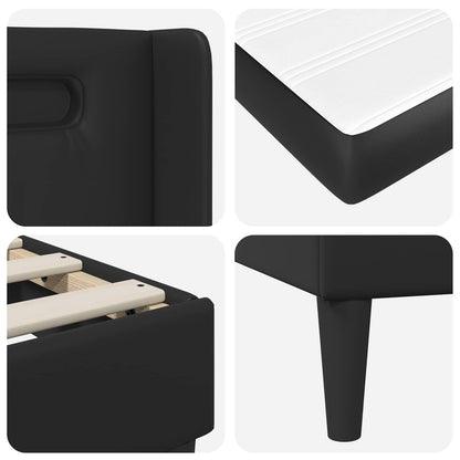 Bed Frame with LED Strip Lights Black 90 x 190 cm Faux Leather