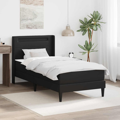 Bed Frame with LED Strip Lights Black 90 x 190 cm Faux Leather