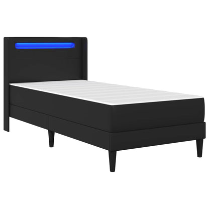 Bed Frame with LED Strip Lights Black 90 x 190 cm Faux Leather