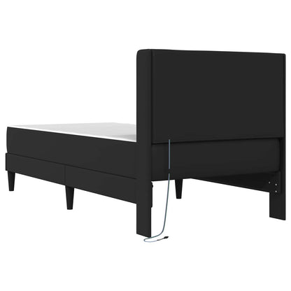 Bed Frame with LED Strip Lights Black 90 x 190 cm Faux Leather
