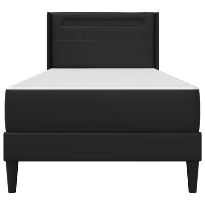 Bed Frame with LED Strip Lights Black 90 x 190 cm Faux Leather