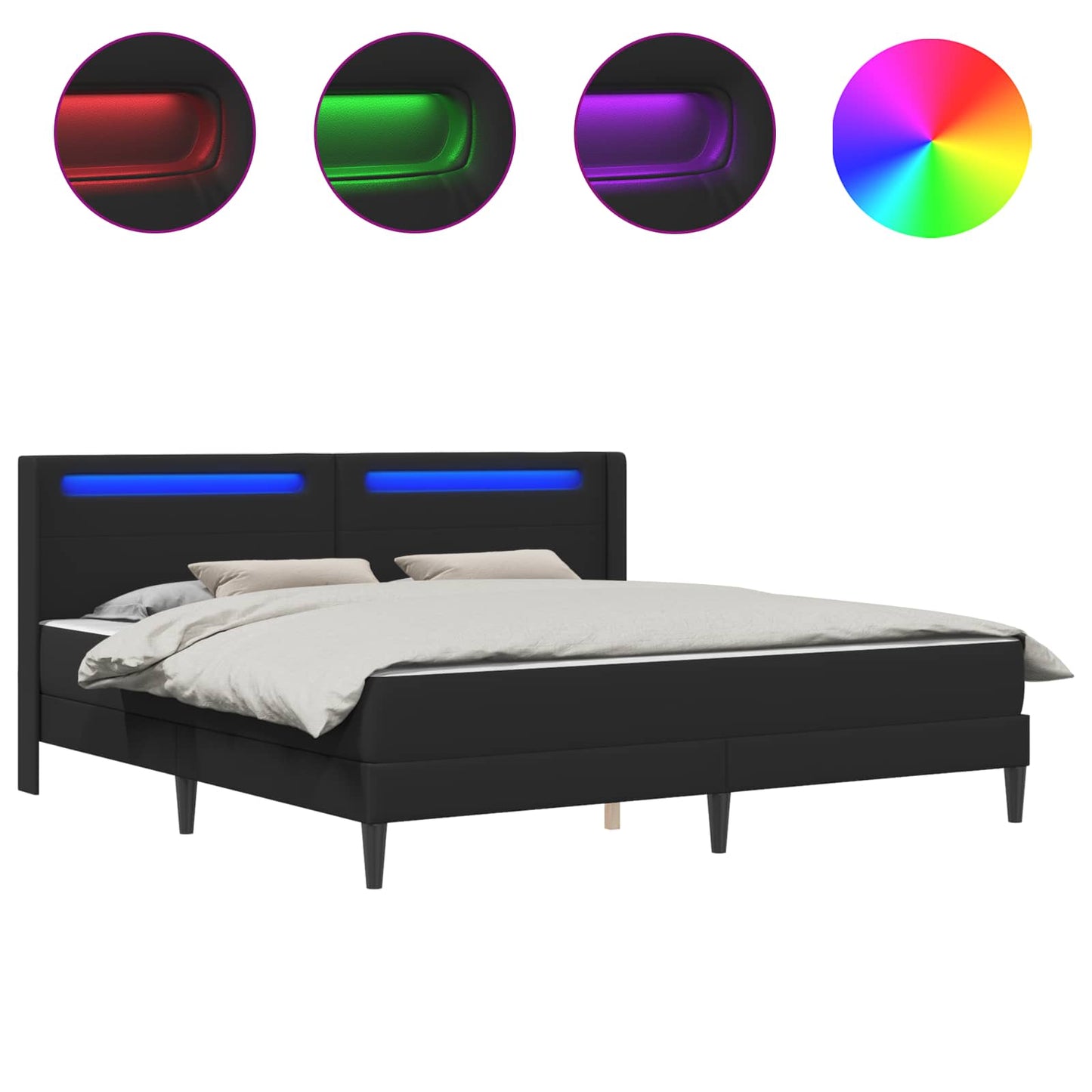 Bed Frame with LED Strip Lights Black 180 x 200 cm Faux Leather