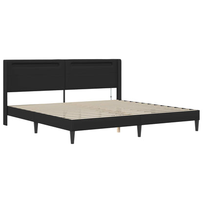 Bed Frame with LED Strip Lights Black 180 x 200 cm Faux Leather