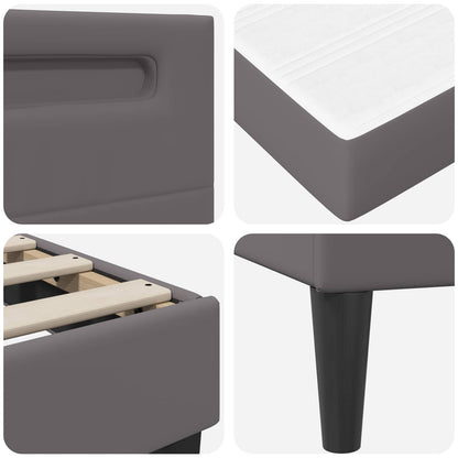Bed Frame with LED Strip Lights Grey 90 x 190 cm Faux Leather