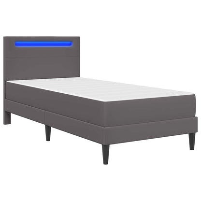 Bed Frame with LED Strip Lights Grey 90 x 190 cm Faux Leather