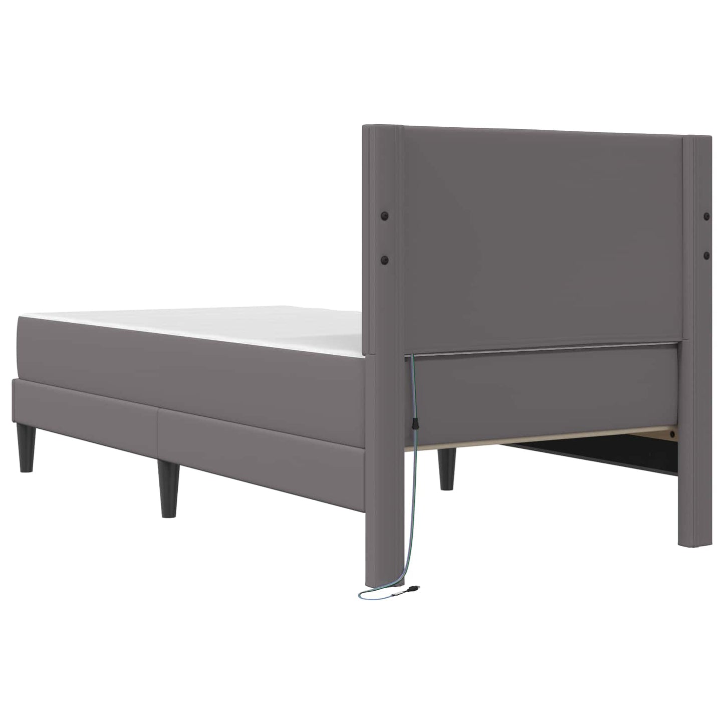 Bed Frame with LED Strip Lights Grey 90 x 190 cm Faux Leather
