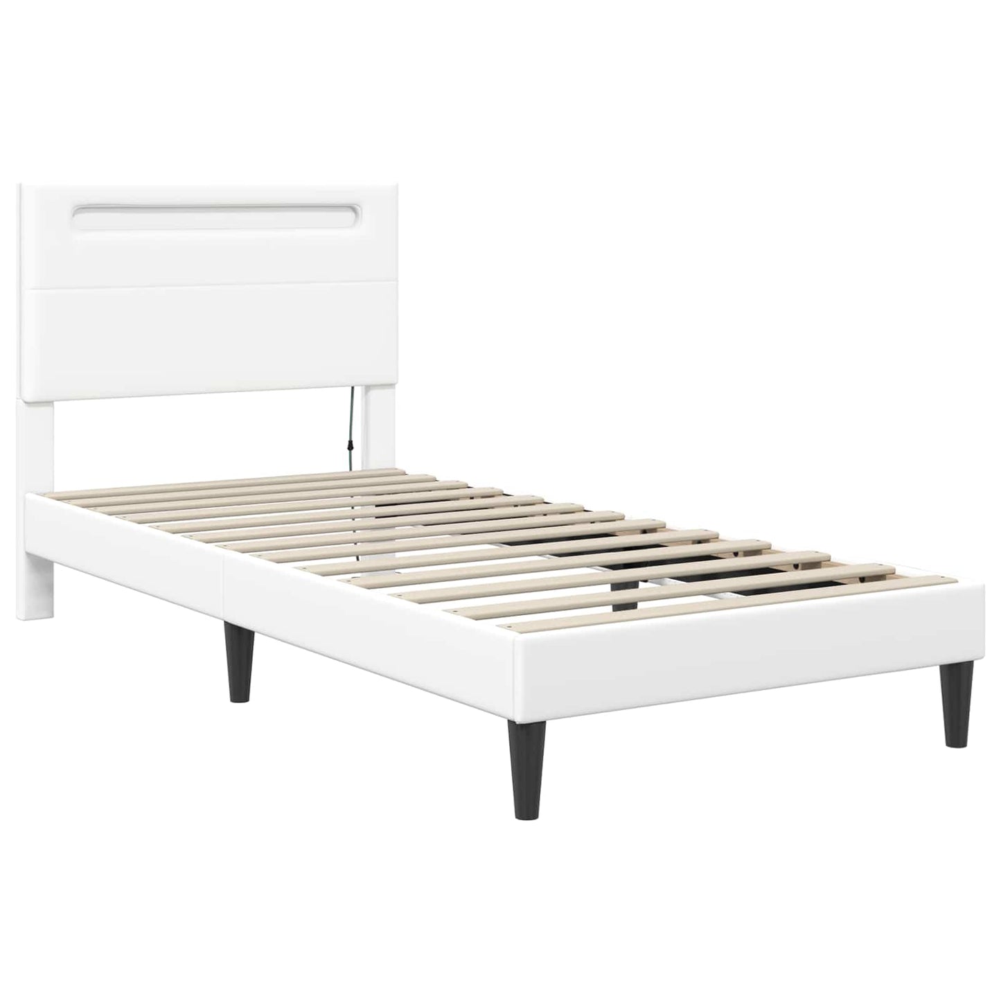 Bed Frame with LED Strip Lights White 90 x 190 cm Faux Leather