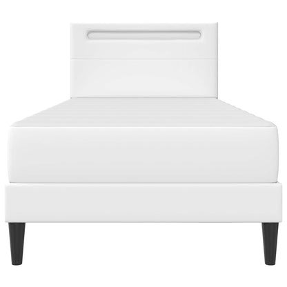 Bed Frame with LED Strip Lights White 90 x 190 cm Faux Leather
