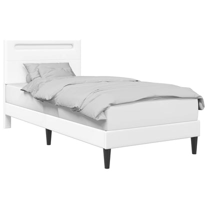 Bed Frame with LED Strip Lights White 90 x 190 cm Faux Leather