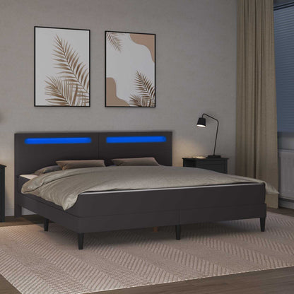 Bed Frame with LED Strip Lights Grey 180 x 200 cm Faux Leather