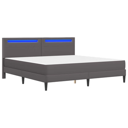 Bed Frame with LED Strip Lights Grey 180 x 200 cm Faux Leather