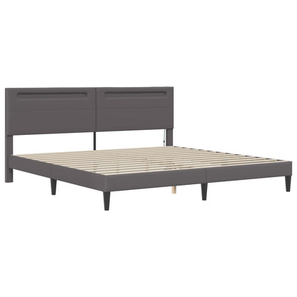 Bed Frame with LED Strip Lights Grey 180 x 200 cm Faux Leather