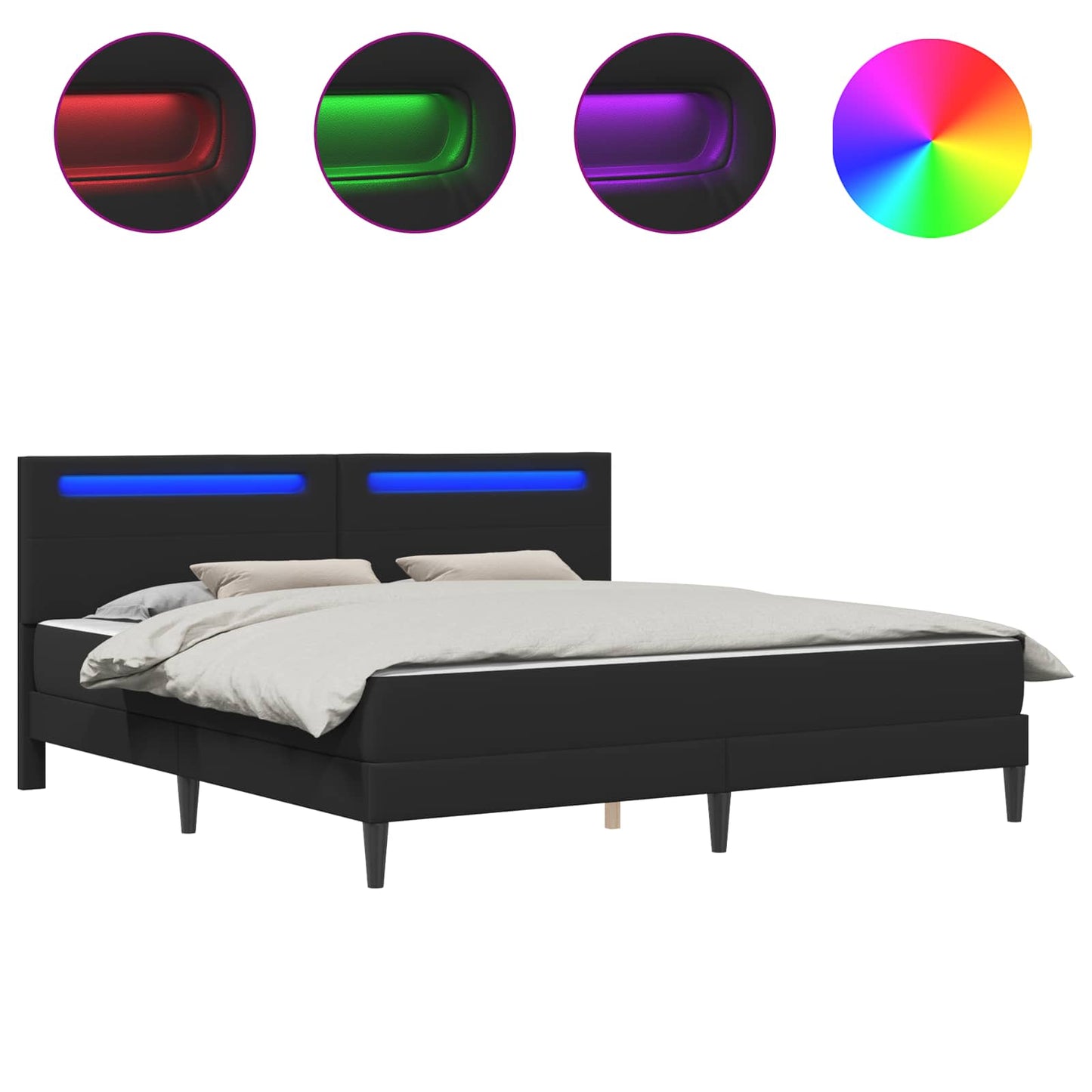 Bed Frame with LED Strip Lights Black 180 x 200 cm Faux Leather
