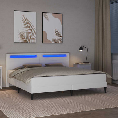 Bed Frame with LED Strip Lights White 180 x 200 cm Faux Leather