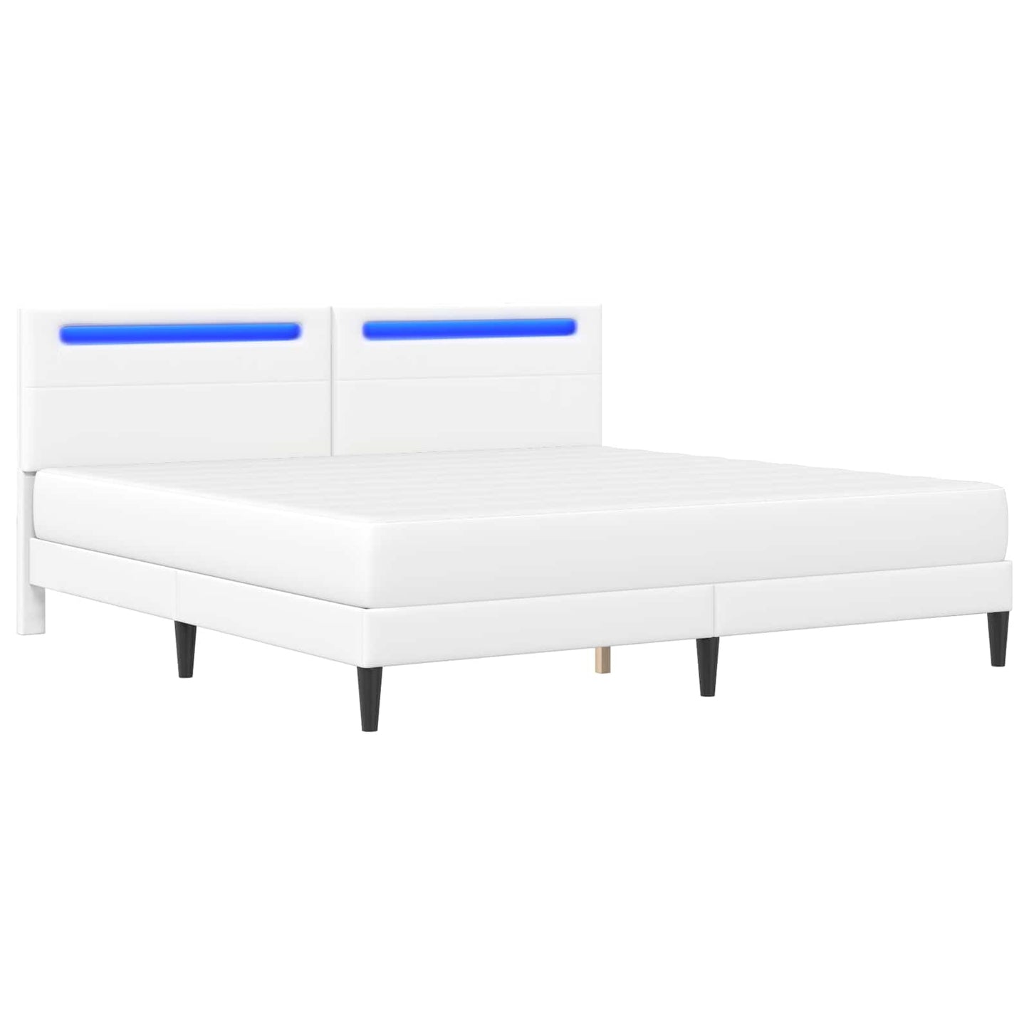 Bed Frame with LED Strip Lights White 180 x 200 cm Faux Leather