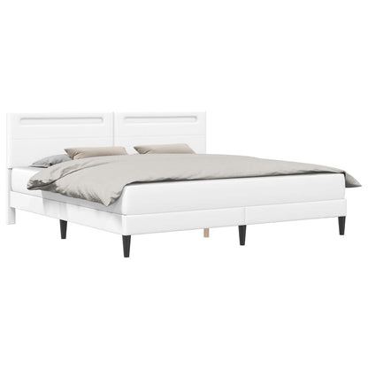 Bed Frame with LED Strip Lights White 180 x 200 cm Faux Leather