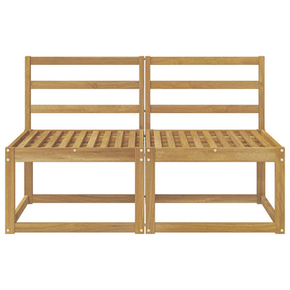2 Piece Outdoor Middle Sofa Solid Acacia Wood White