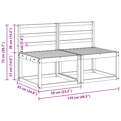2 Piece Outdoor Middle Sofa Solid Acacia Wood White