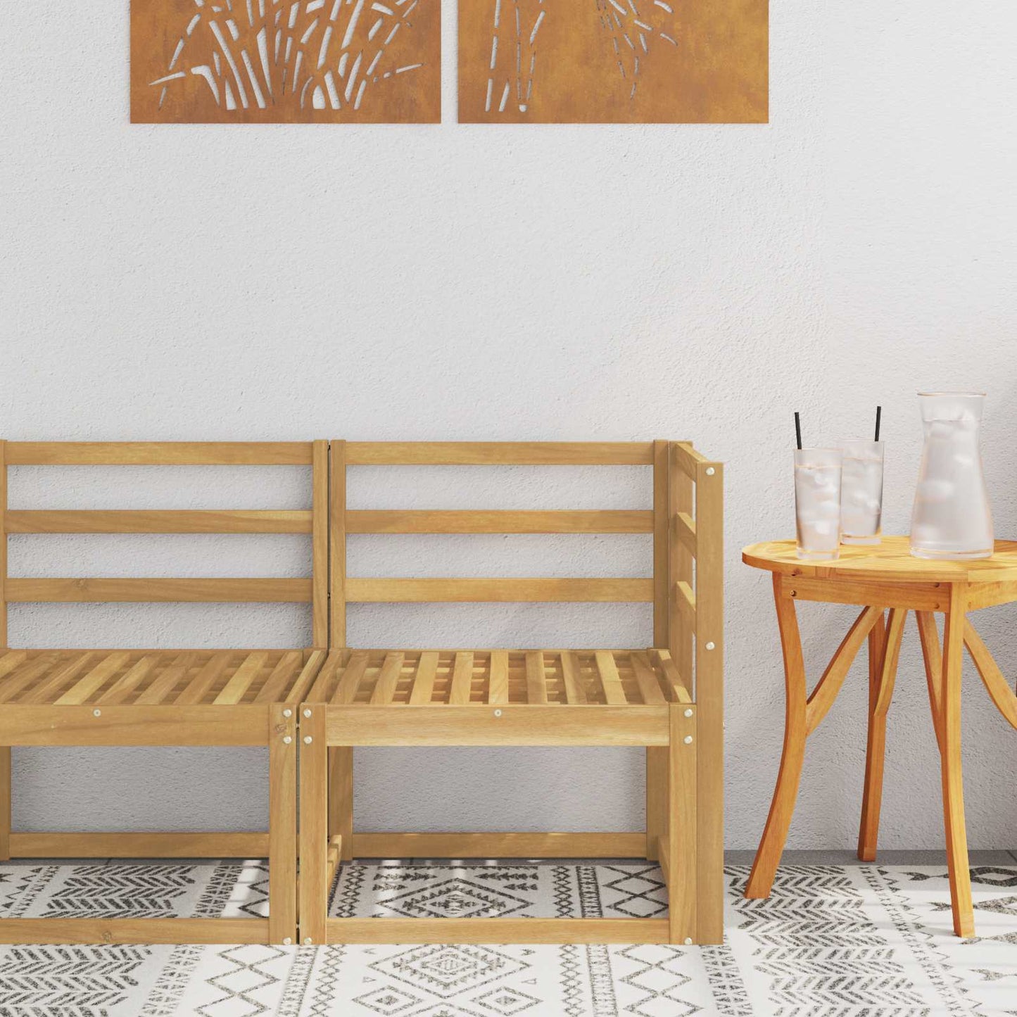 Outdoor Corner Sofa Solid Acacia Wood White 63 x 63 x 73 cm
