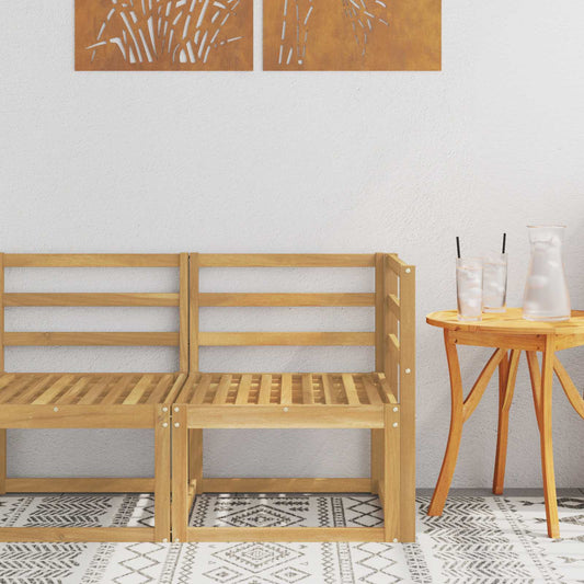 Outdoor Corner Sofa Solid Acacia Wood White 63 x 63 x 73 cm