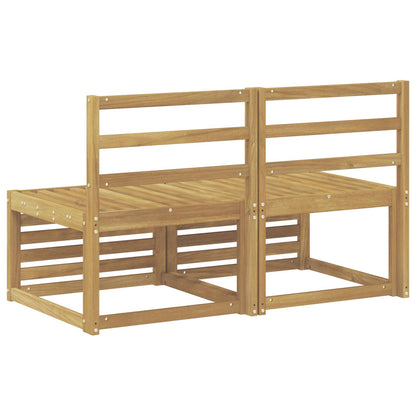2 Piece Outdoor Middle Sofa Solid Acacia Wood White