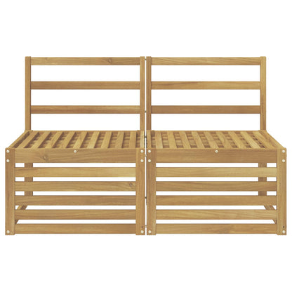 2 Piece Outdoor Middle Sofa Solid Acacia Wood White