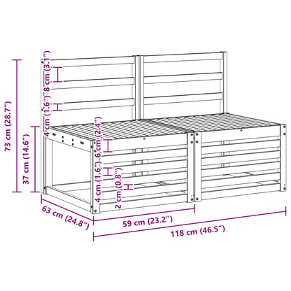 2 Piece Outdoor Middle Sofa Solid Acacia Wood White
