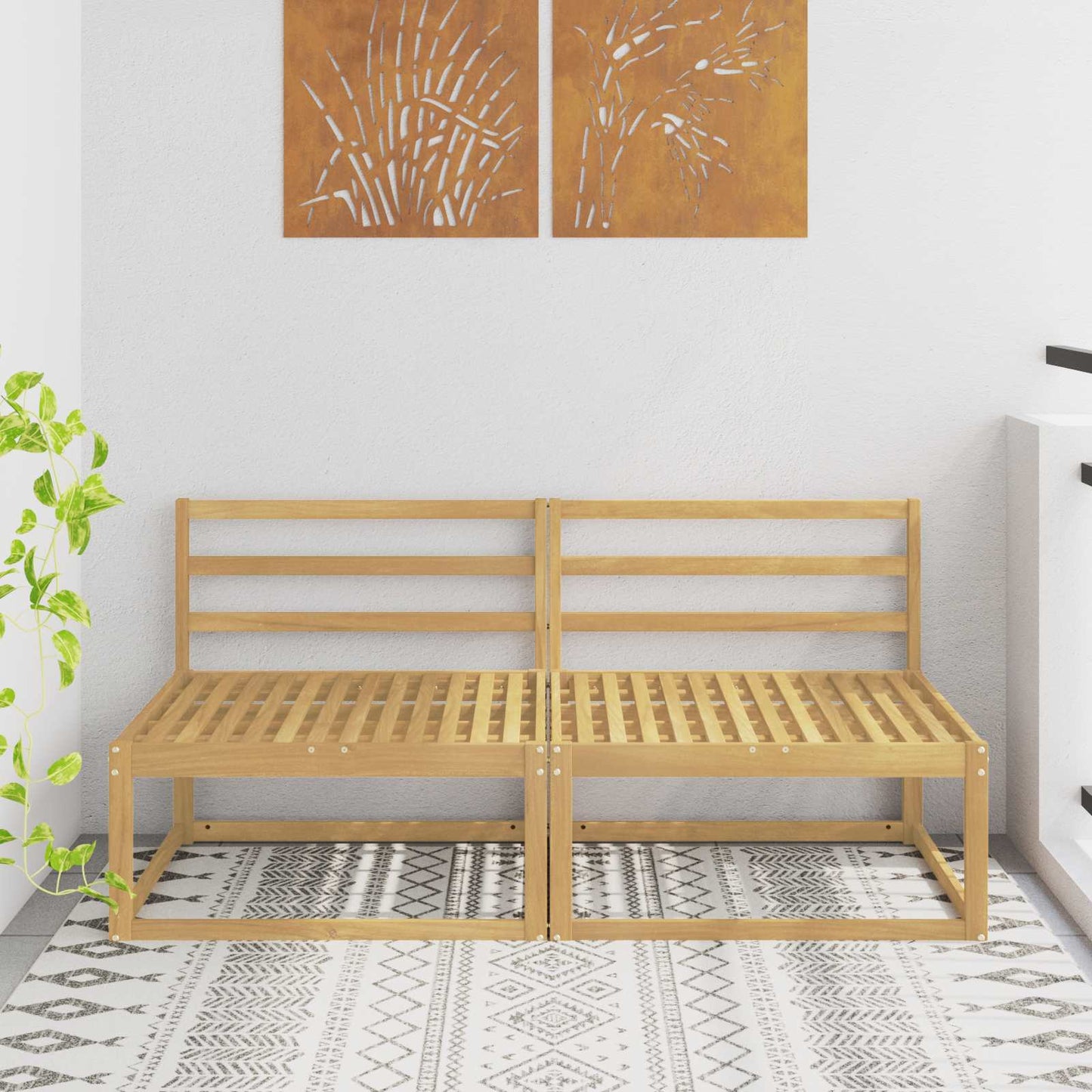 Outdoor Middle Sofa White 158 x 83 x 73 cm