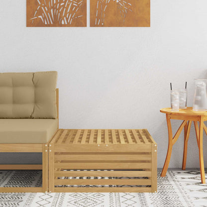 Outdoor Footstool Solid Acacia Wood White 79 x 79 x 37 cm