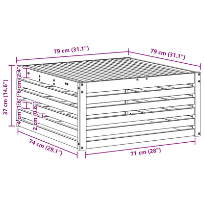 Outdoor Footstool Solid Acacia Wood White 79 x 79 x 37 cm