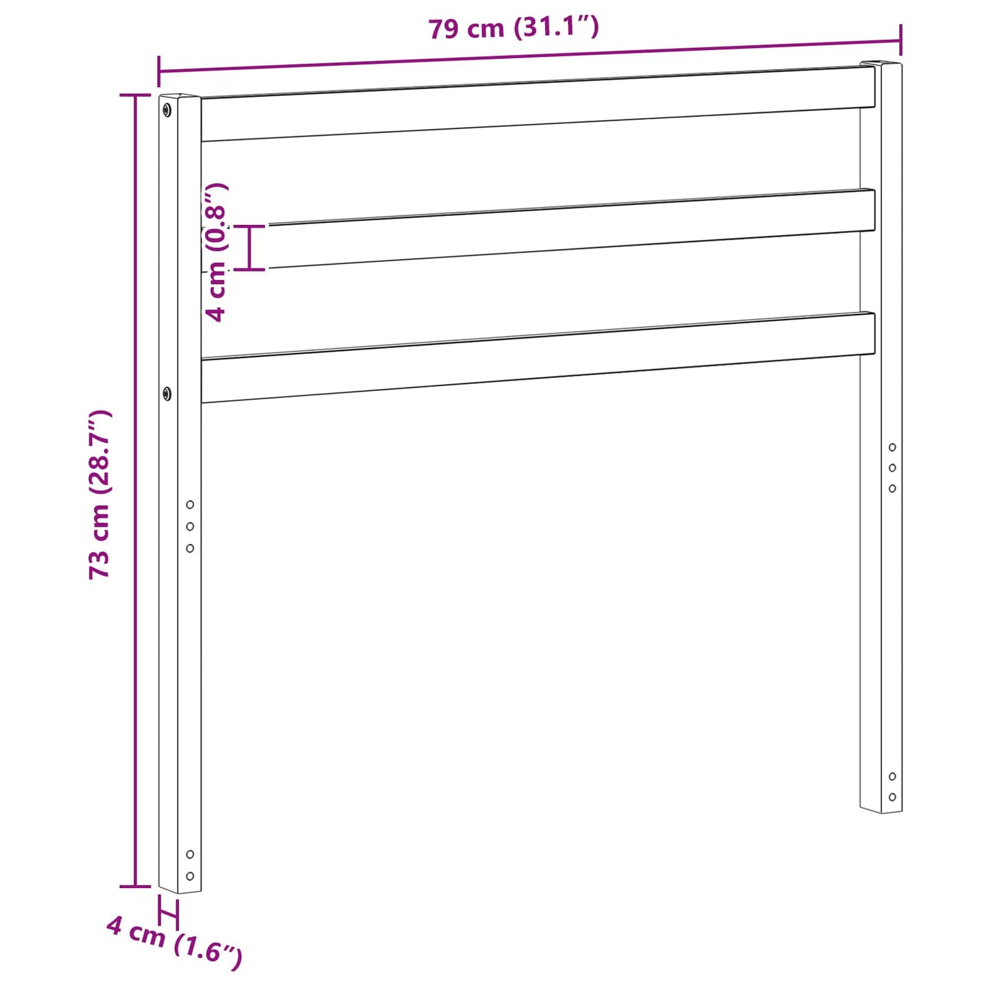 Backrest Module White 79 x 4 x 73 cm Solid Acacia Wood