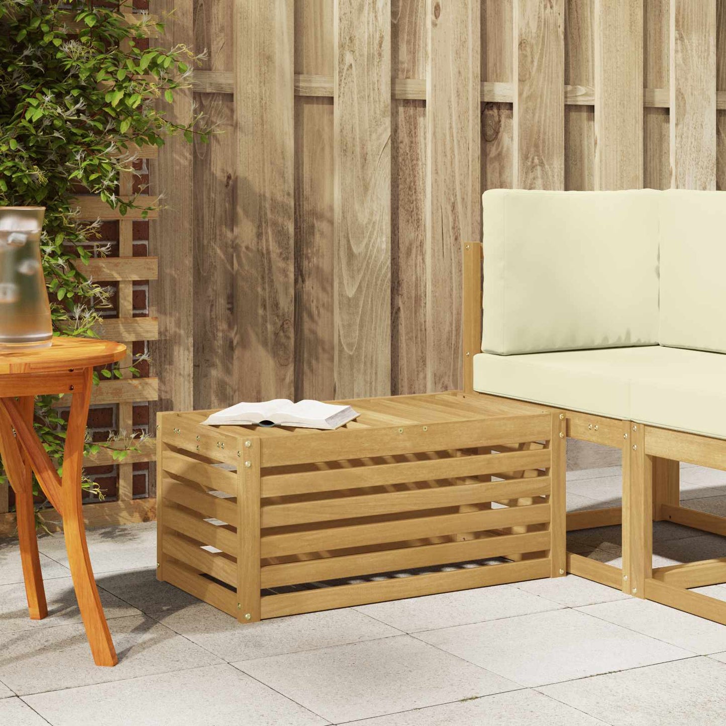 Outdoor Stool Bench White 79 x 43 x 37 cm Solid Acacia Wood