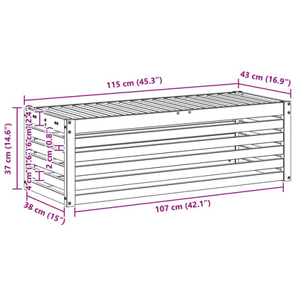 Outdoor Stool Bench White 115 x 43 x 37 cm Solid Acacia Wood