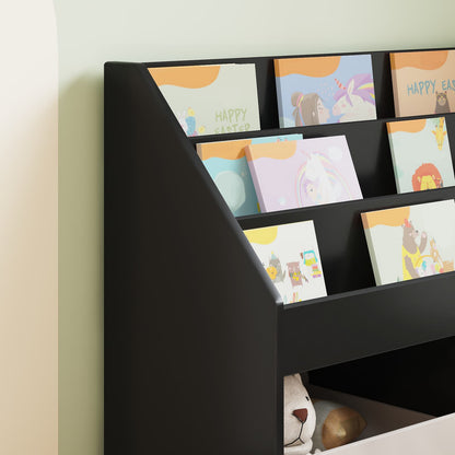 Kids Bookshelf Black 72.5 x 29.5 x 69 cm Engineered Wood