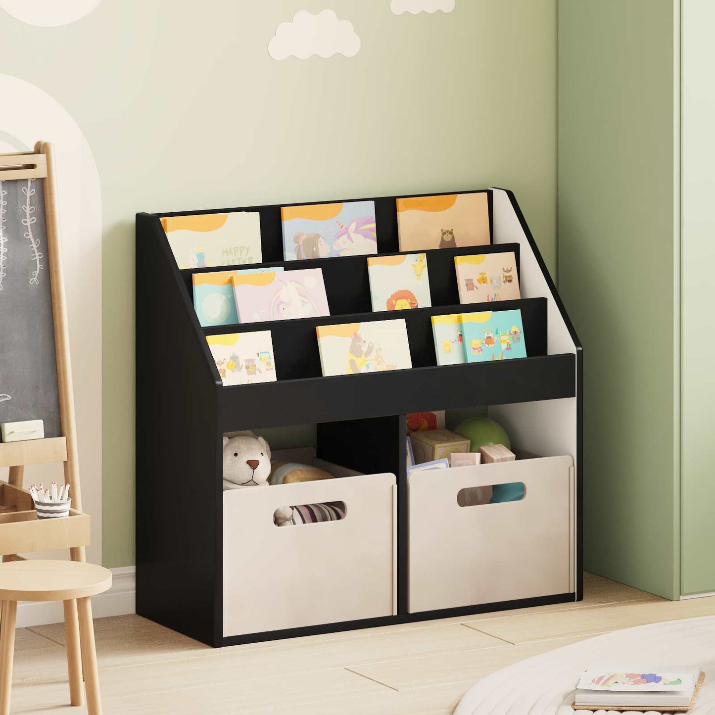 Kids Bookshelf Black 72.5 x 29.5 x 69 cm Engineered Wood