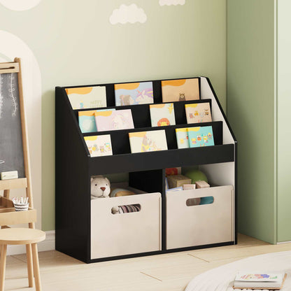 Kids Bookshelf Black 72.5 x 29.5 x 69 cm Engineered Wood