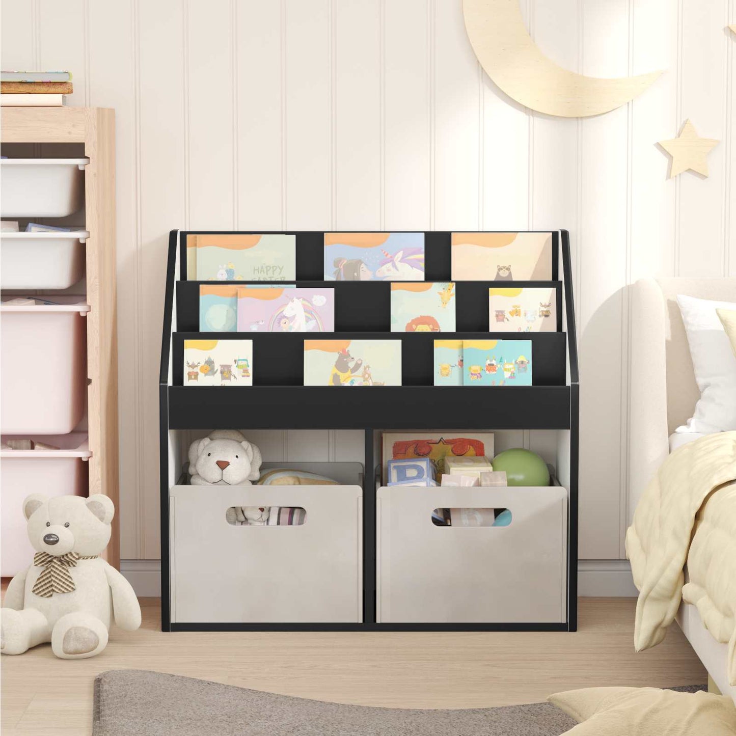 Kids Bookshelf Black 72.5 x 29.5 x 69 cm Engineered Wood