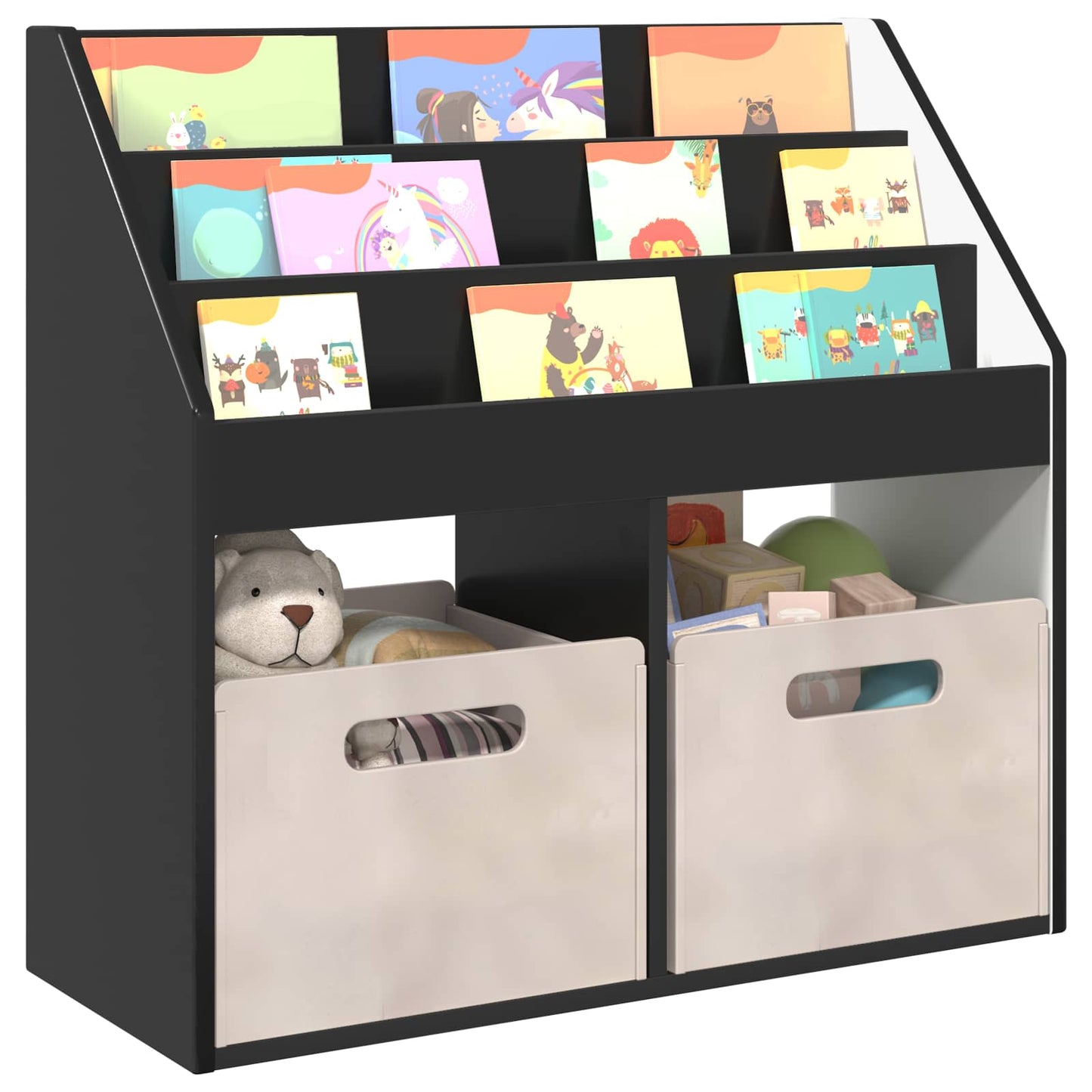Kids Bookshelf Black 72.5 x 29.5 x 69 cm Engineered Wood