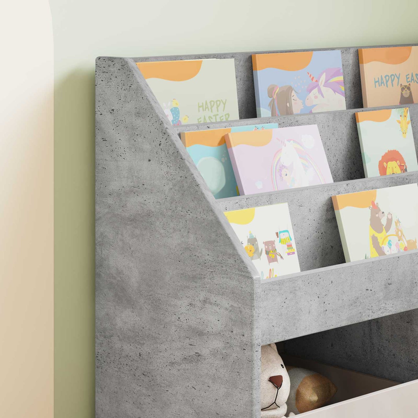 Kids Bookshelf with Storage Concrete Grey 72.5 x 29.5 x 69 cm